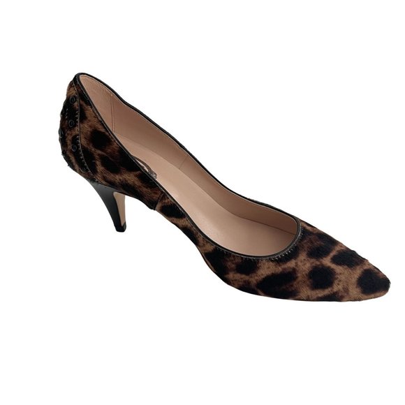 Tod's Calf Hair Leopard Print Pump Heel, Size 35.5 (US 5.5) NWOB - Picture 2 of 6